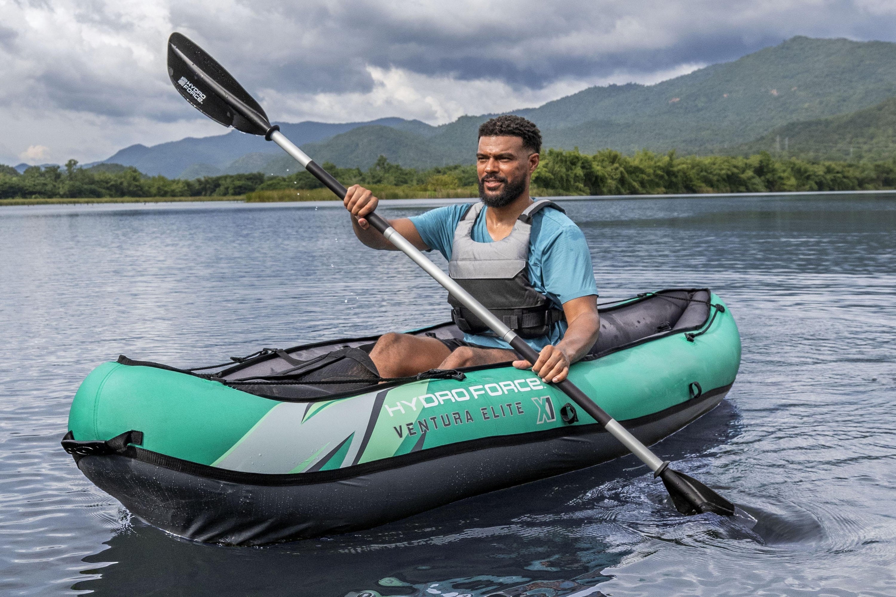 BESTWAYカヤック Ventura Kayak  ハイドロ-フォース Hydro Force Ventura Elite X1 Inflatable 1-Person Kayak Set 9'2