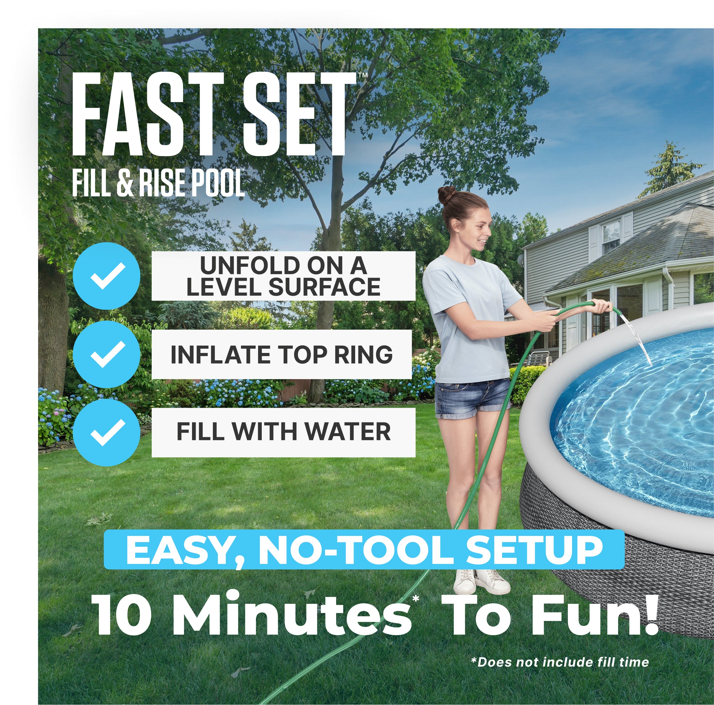 Bestway Fast Set 12’ x 30” Inflatable Round Soft Sided Above Ground Pool Set
