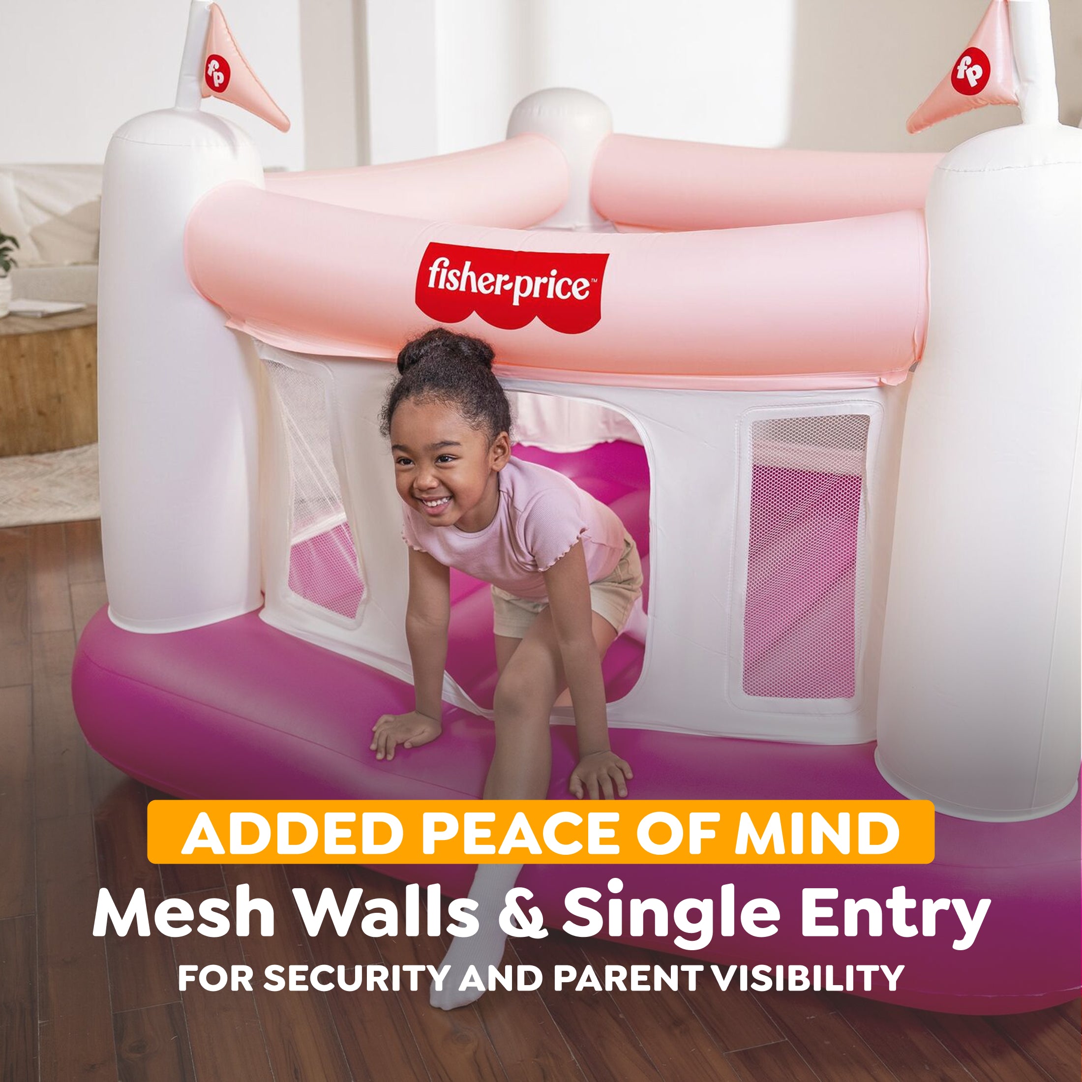 Fisher-Price Bouncesational Bounce House with Built-in Pump, Pink
