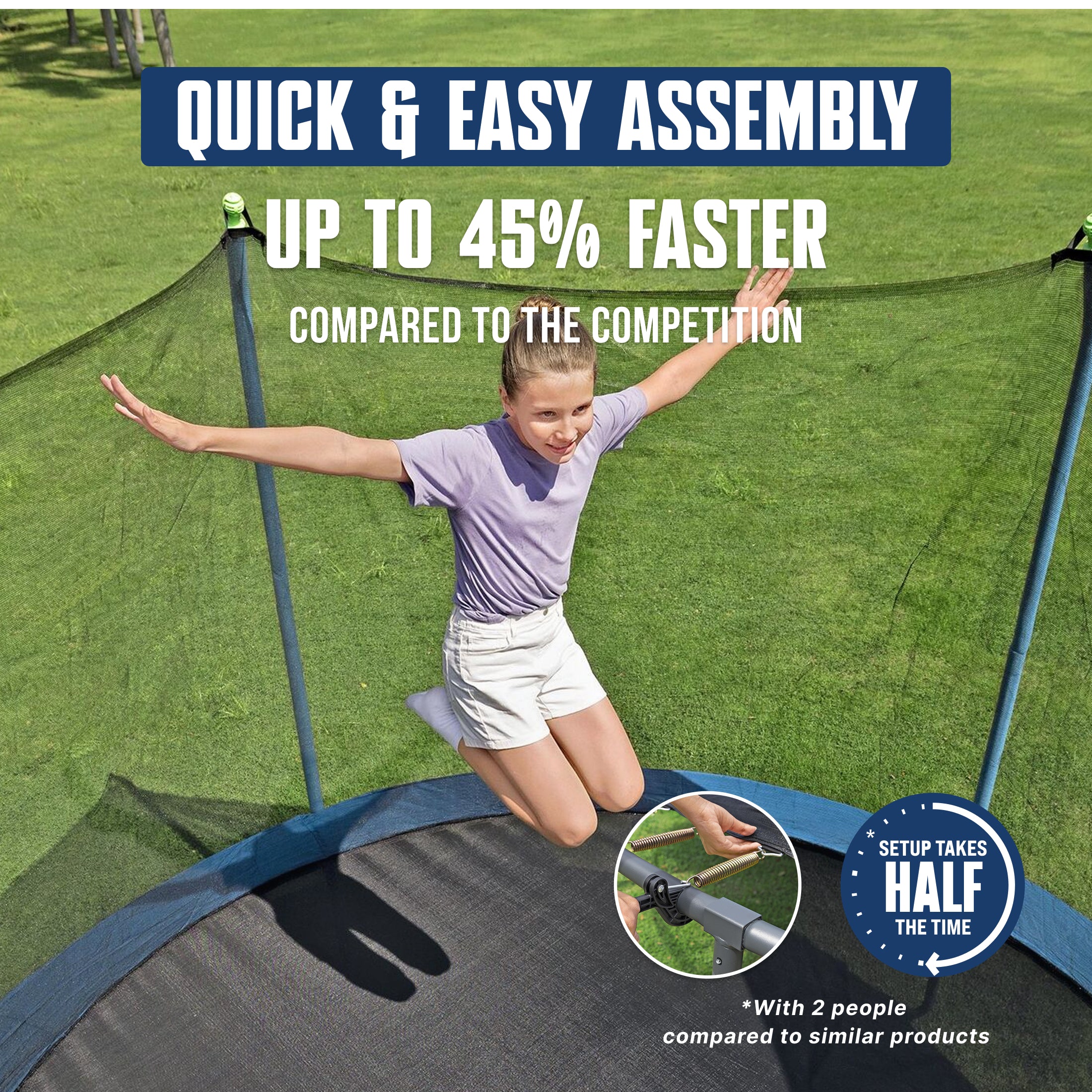 Trampoline d'extérieur Bestway Xtreme Air de 3,66 m (12 pi) pour enfants et adultes, filet de sécurité sans espace, poteaux rembourrés en mousse