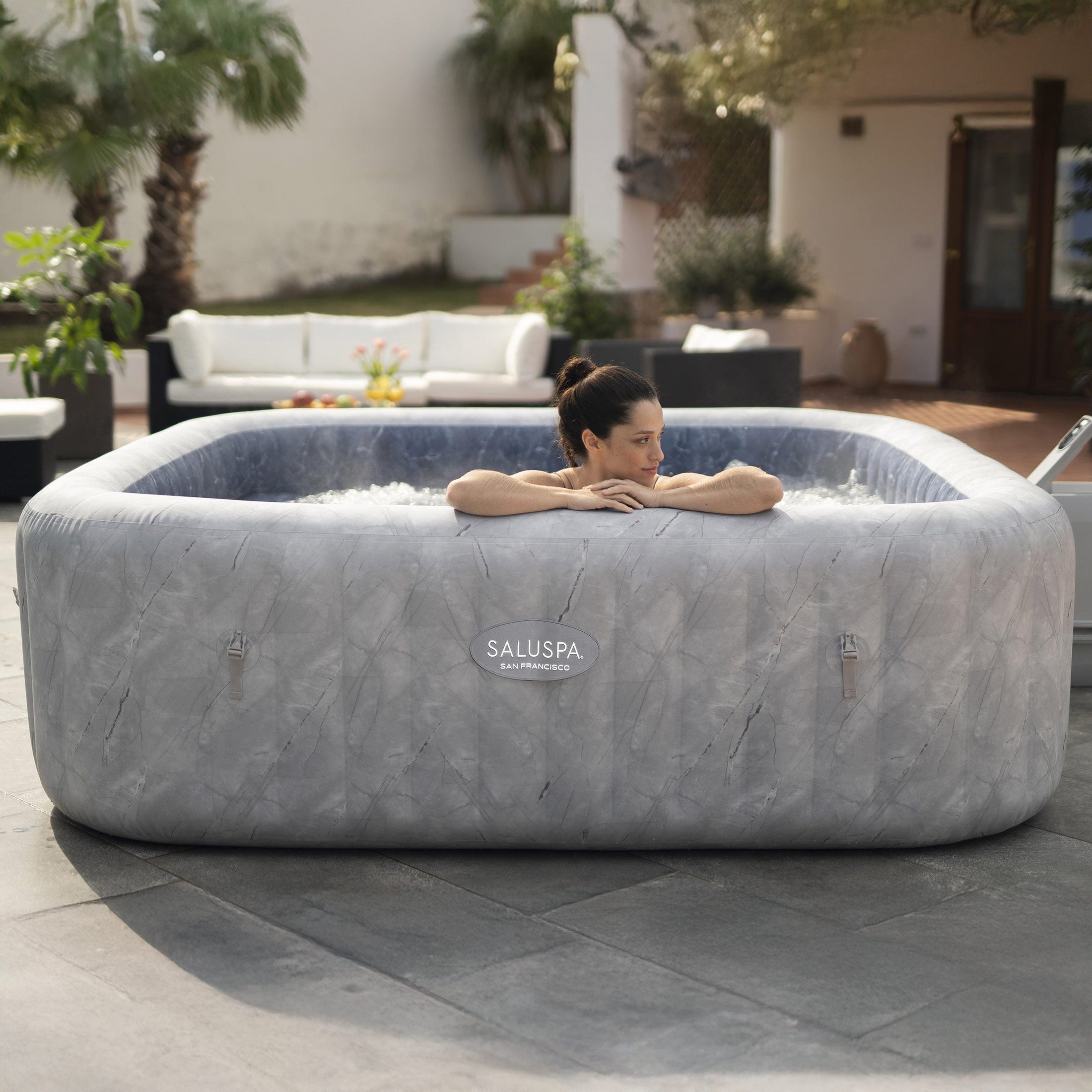 SaluSpa San Francisco Energy-Efficient Smart HydroJet Pro Inflatable Hot Tub with App Control 5-7 person