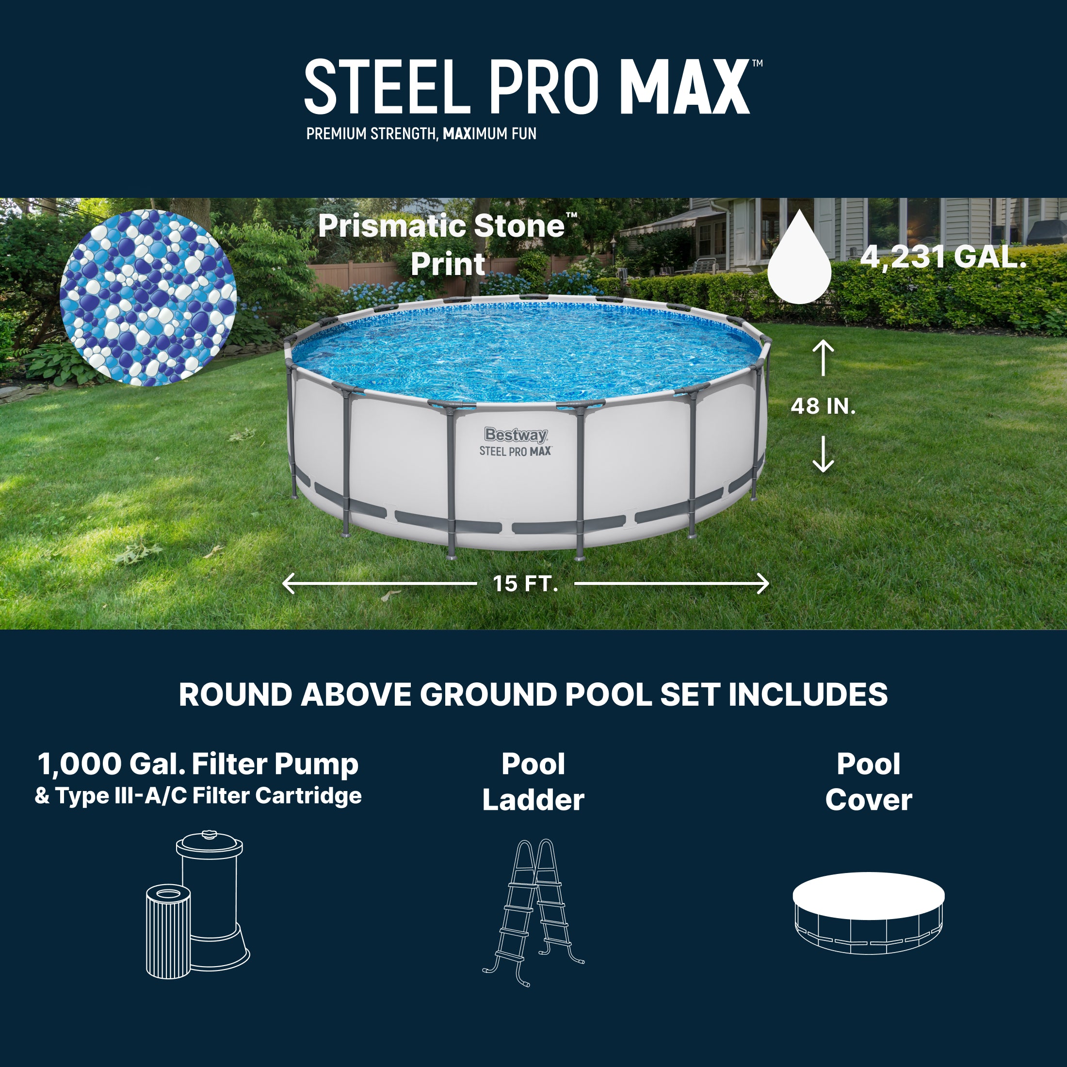 Bestway Steel Pro MAX 15' x 48" Above Ground Pool Set