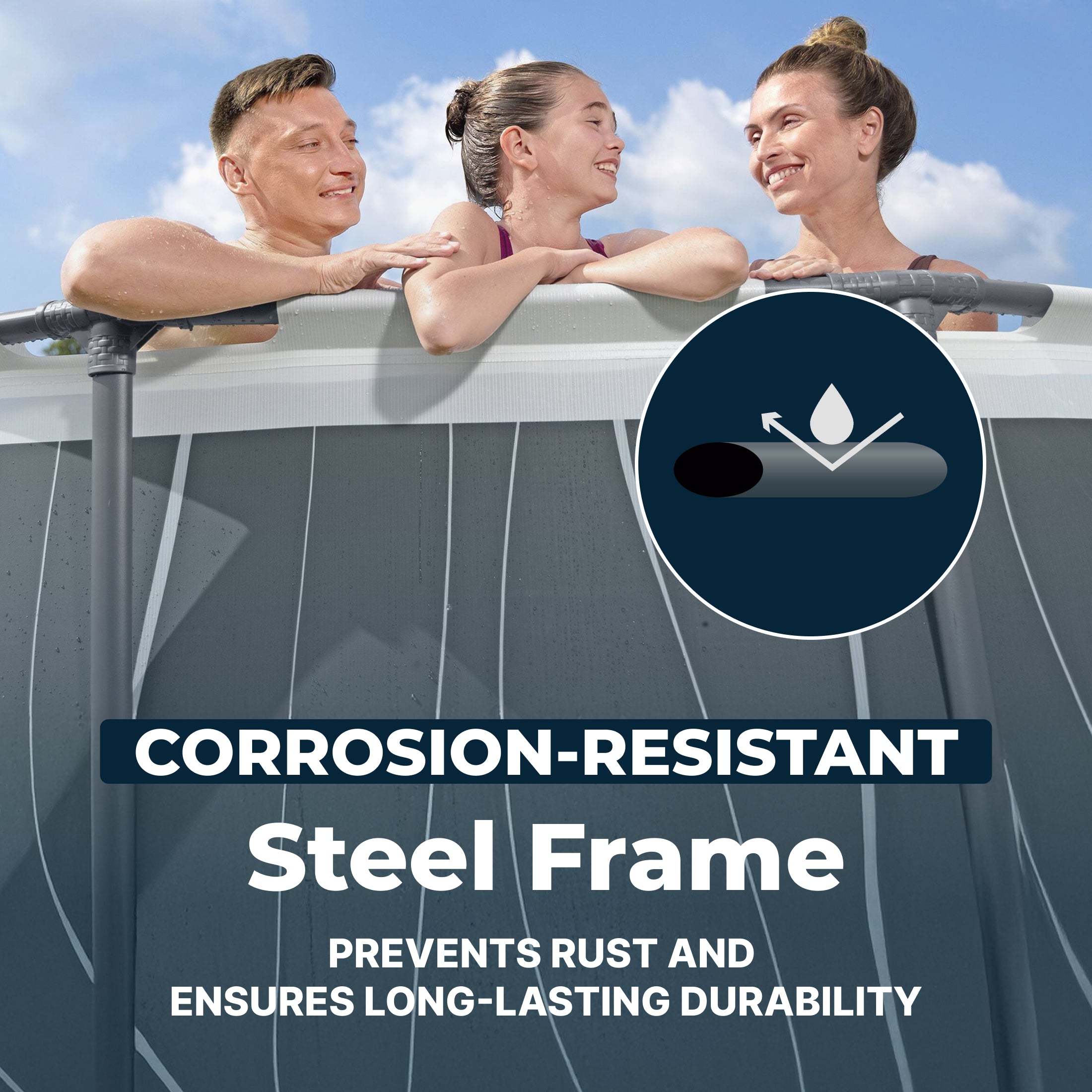 Bestway Steel Pro MAX 15' x 42" Round Above Ground Pool Set with LED Light