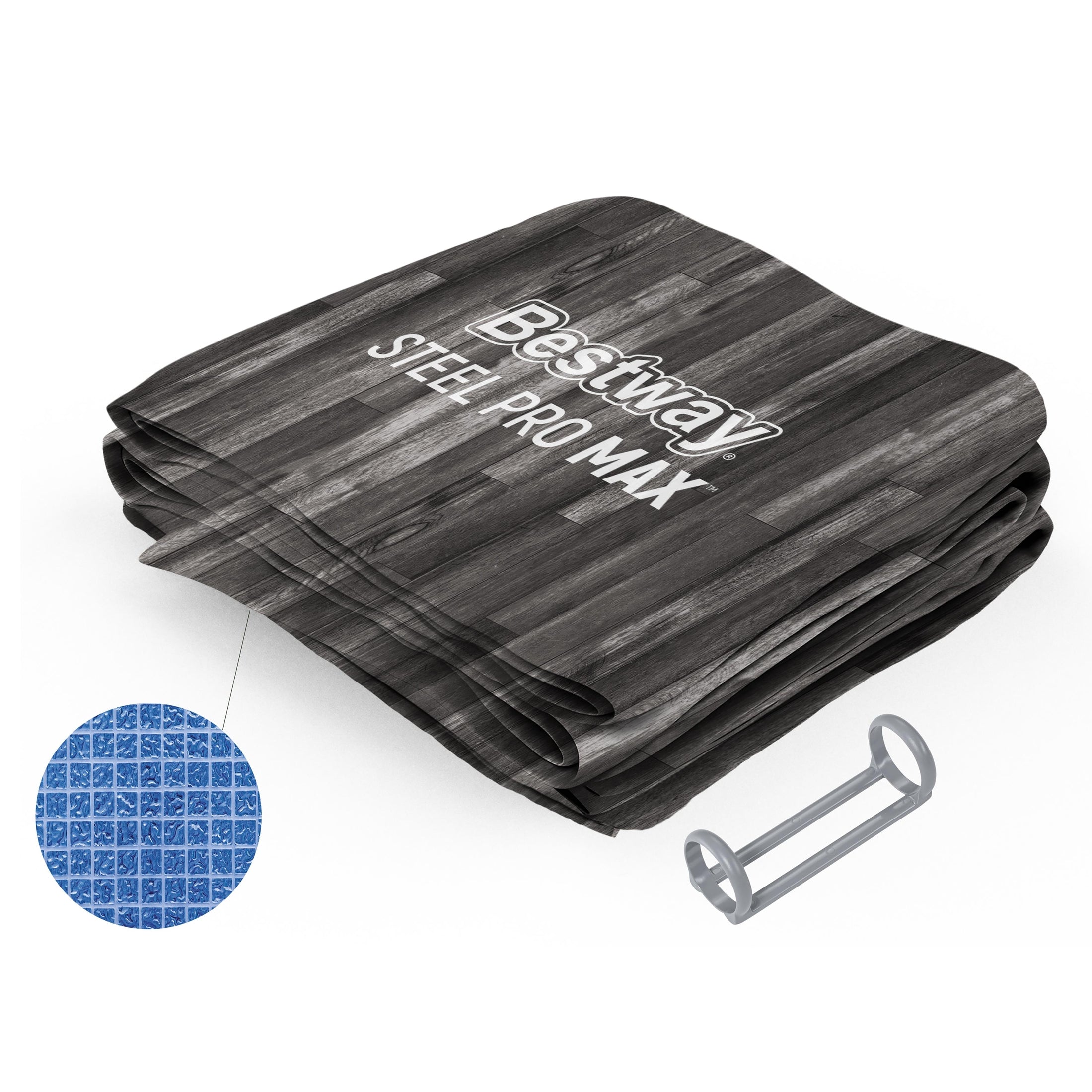 Steel Pro MAX 20' x 12' x 48" Oval Above Ground Pool Liner & Support Strap/Vertical Leg Rings Replacement, Wood Grain