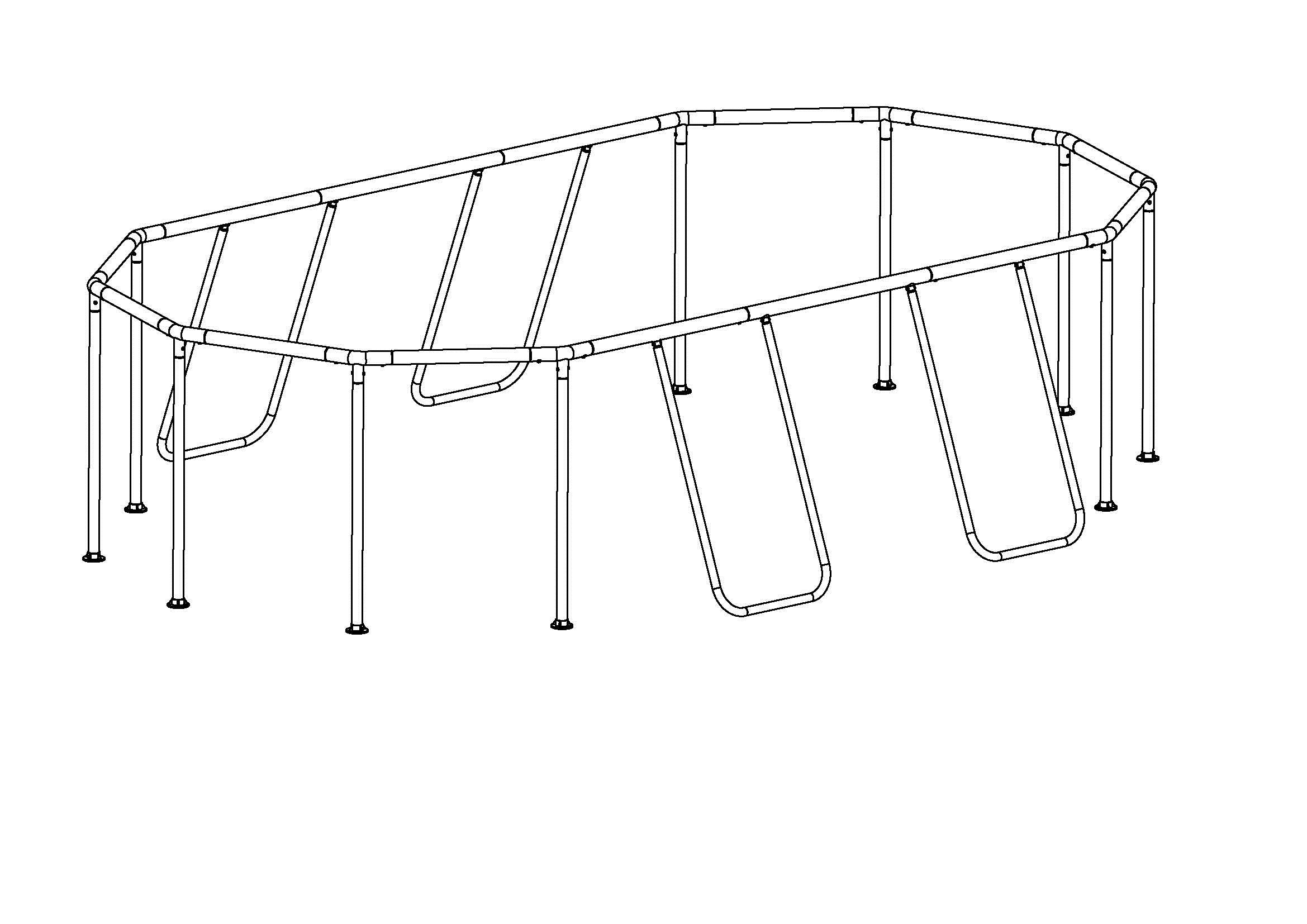 Coleman Power Steel 16' x 10' x 48" Oval Above Ground Pool Frame Set Replacement, Light Gray