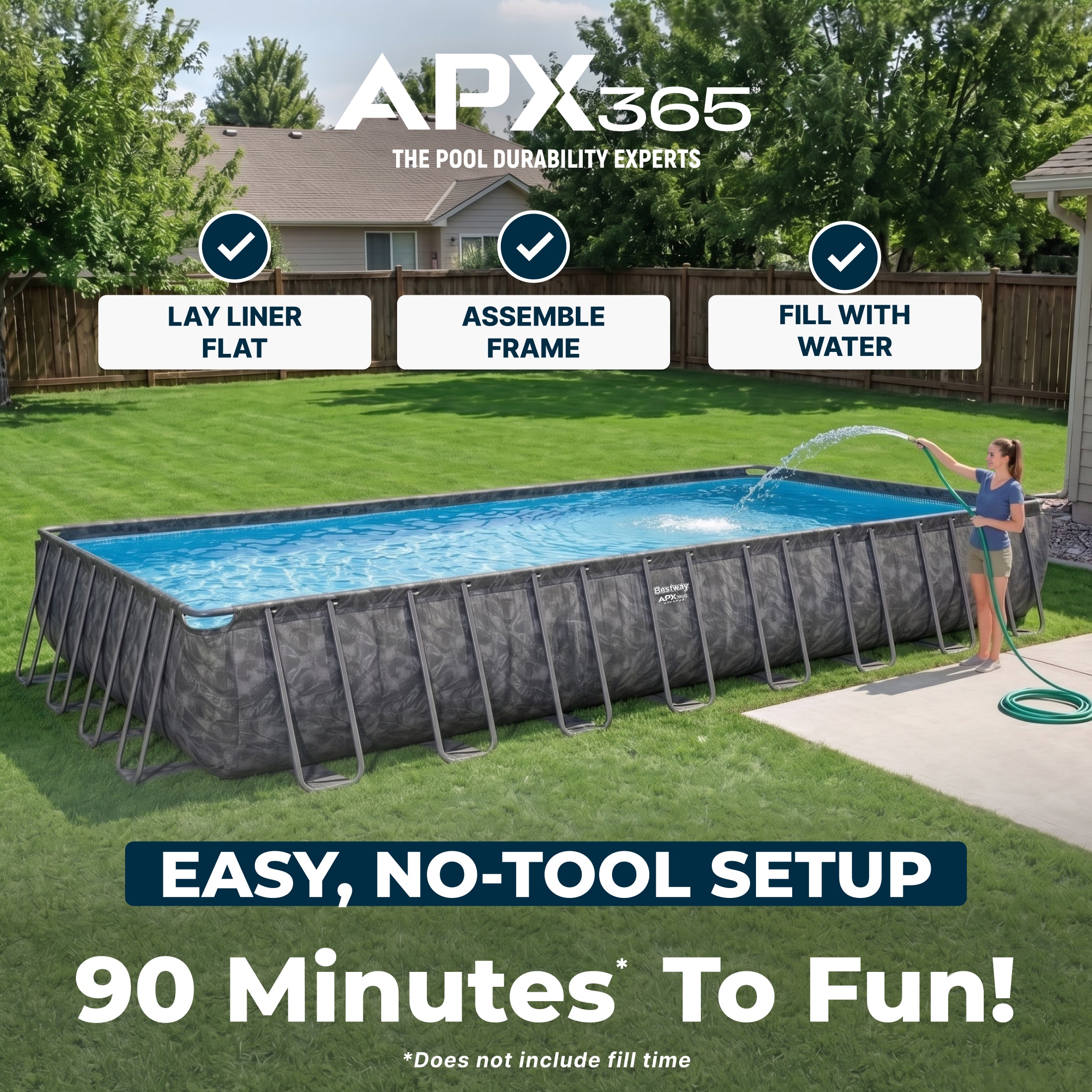 Bestway APX 365 31'4" x 16' x 52" Rectangle Above Ground Pool Set