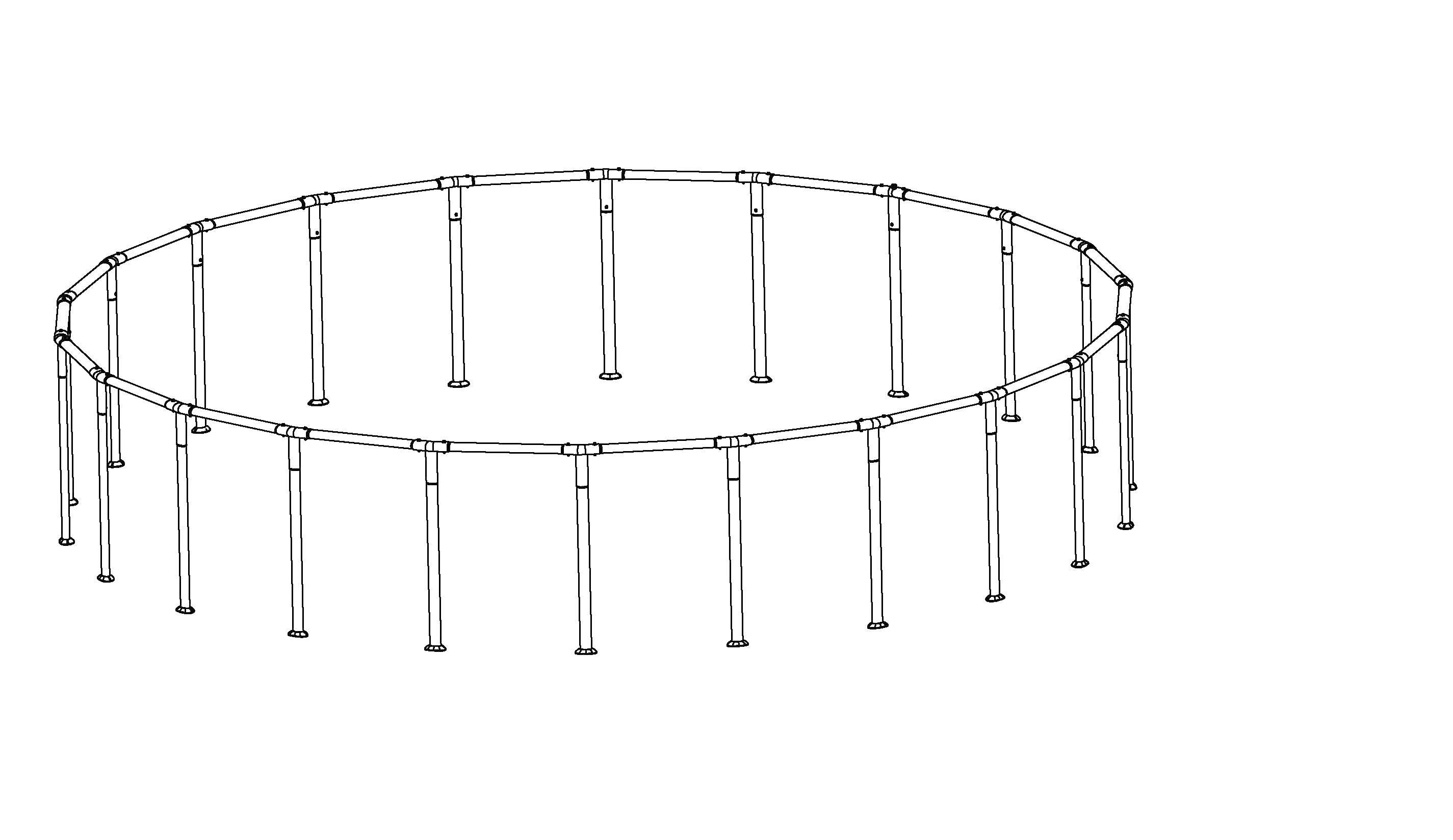 Coleman Power Steel 22' x 52" Above Ground Round Pool Frame Set Replacement, Silver (Top Rail and Vertical Legs)