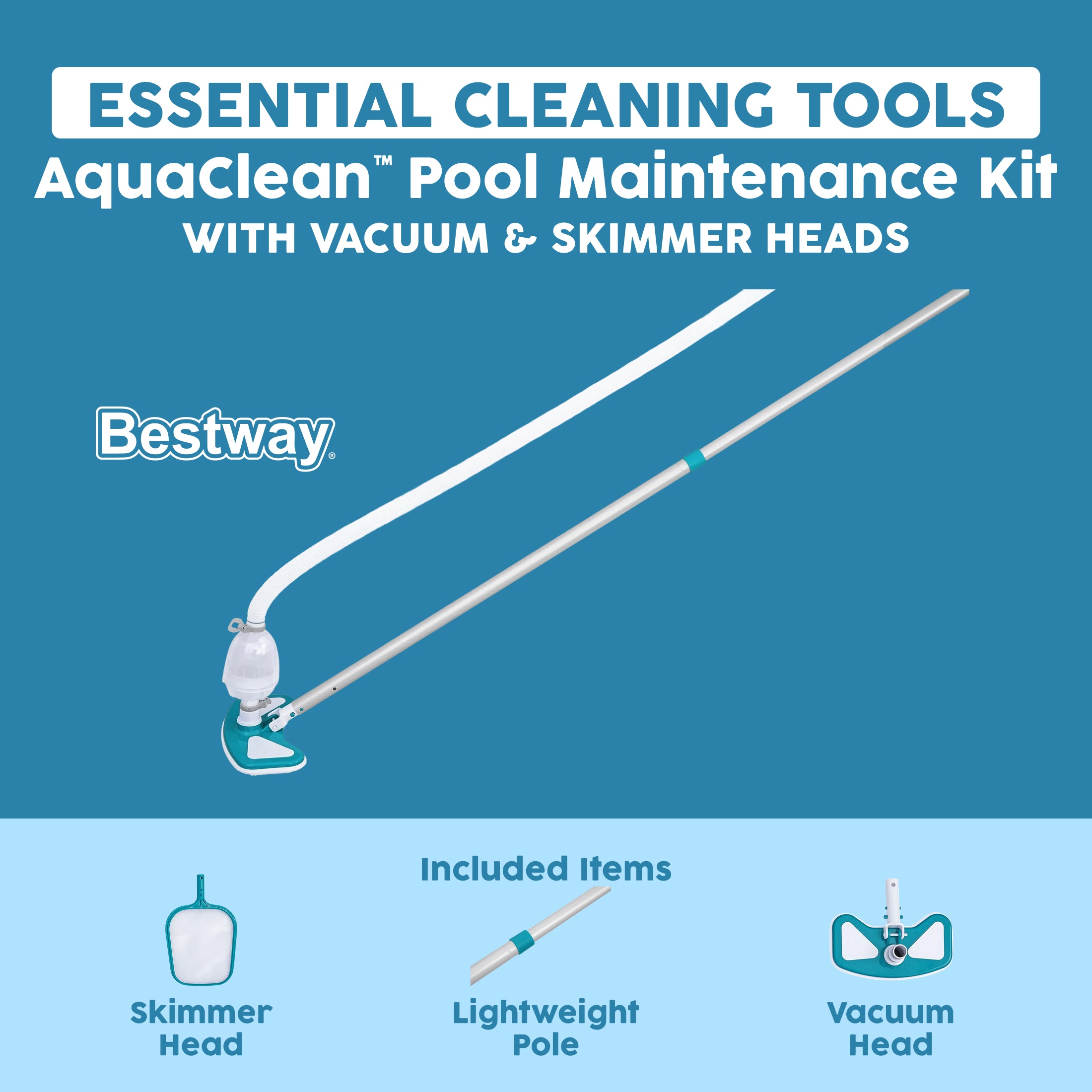 Bestway AquaClean Pool Maintenance Kit with Vacuum and Skimmer