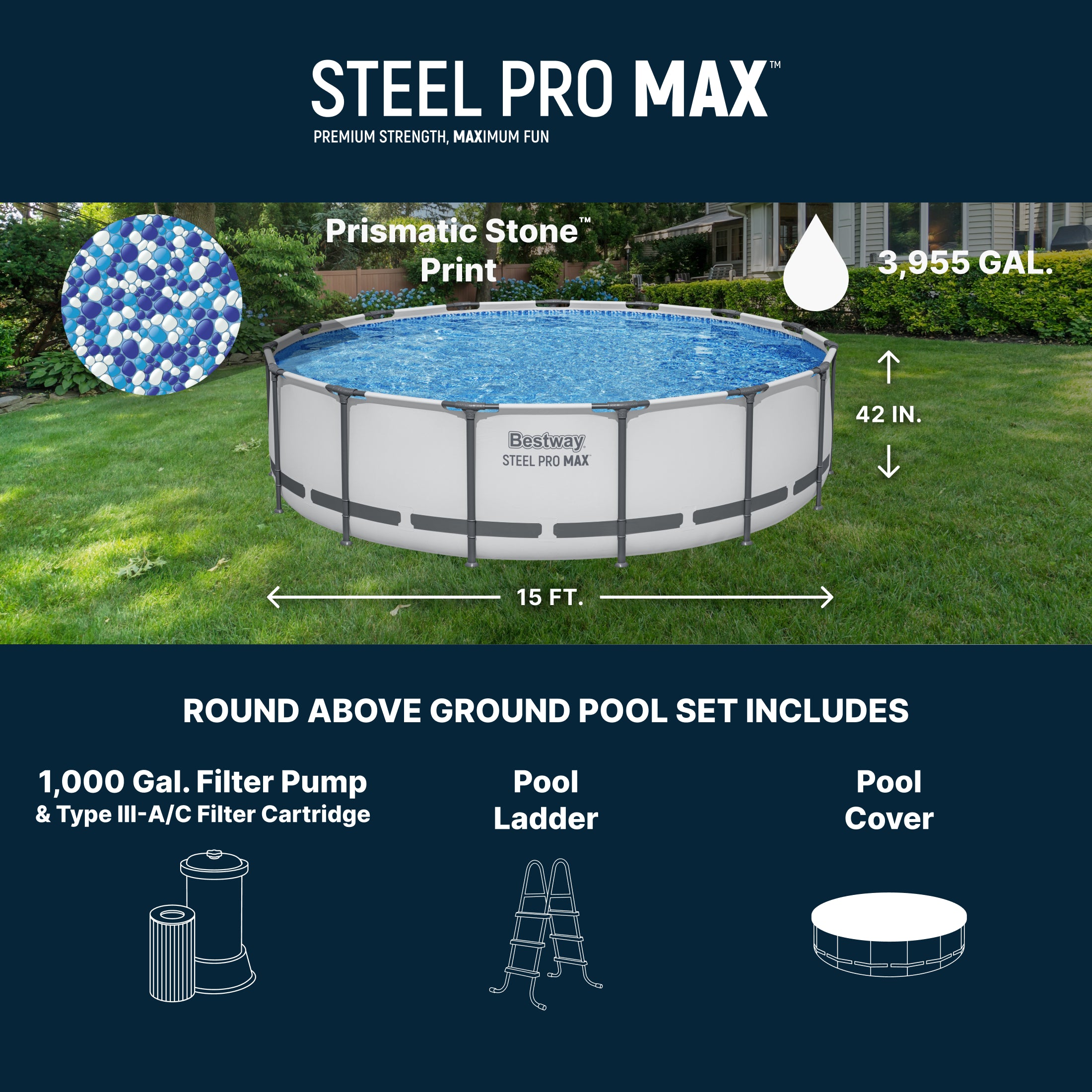 Bestway Steel Pro MAX Above Ground Pool Set 15' x 42"