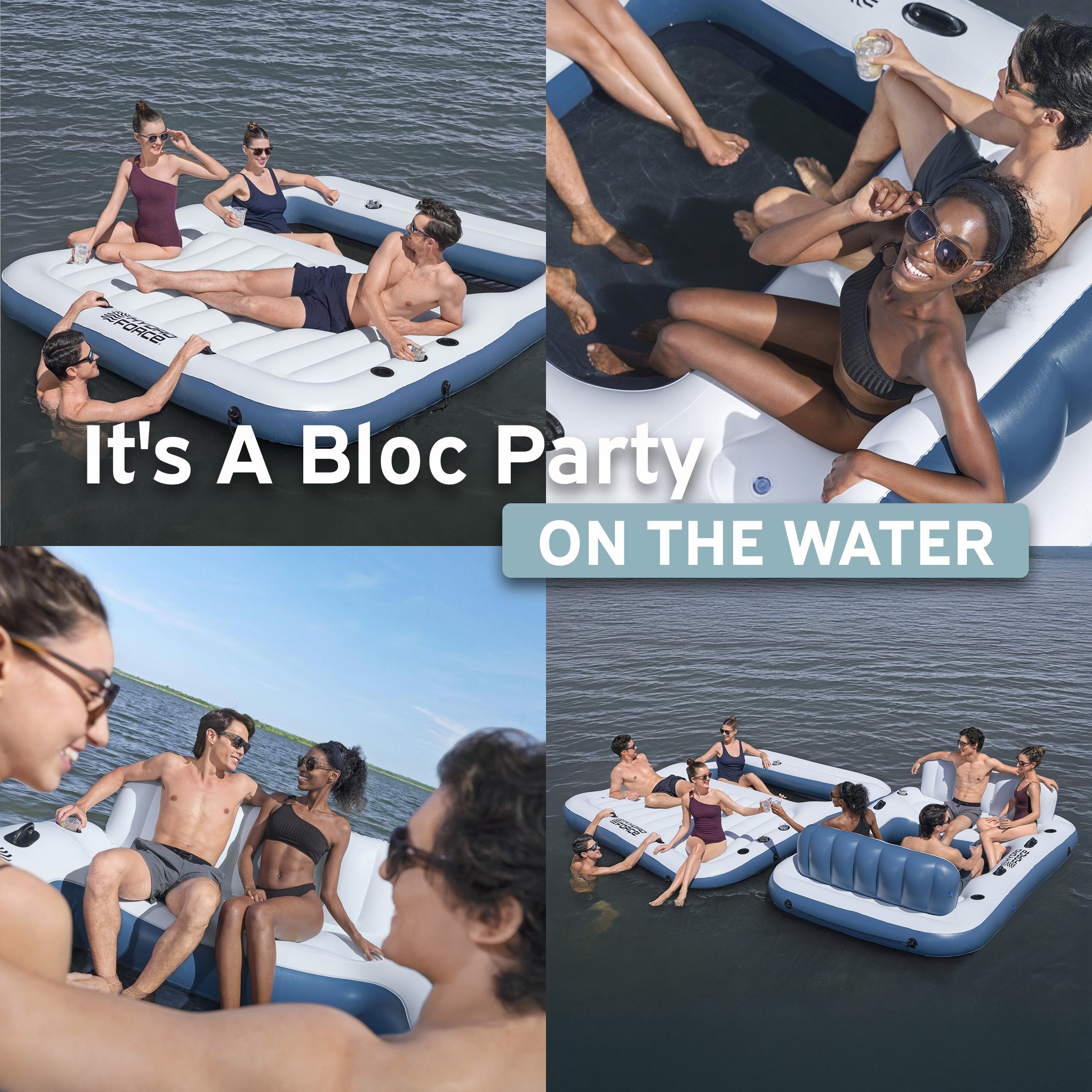 Hydro Force Bloc Party 8-Person Modular Inflatable Party Island and Floating Cooler