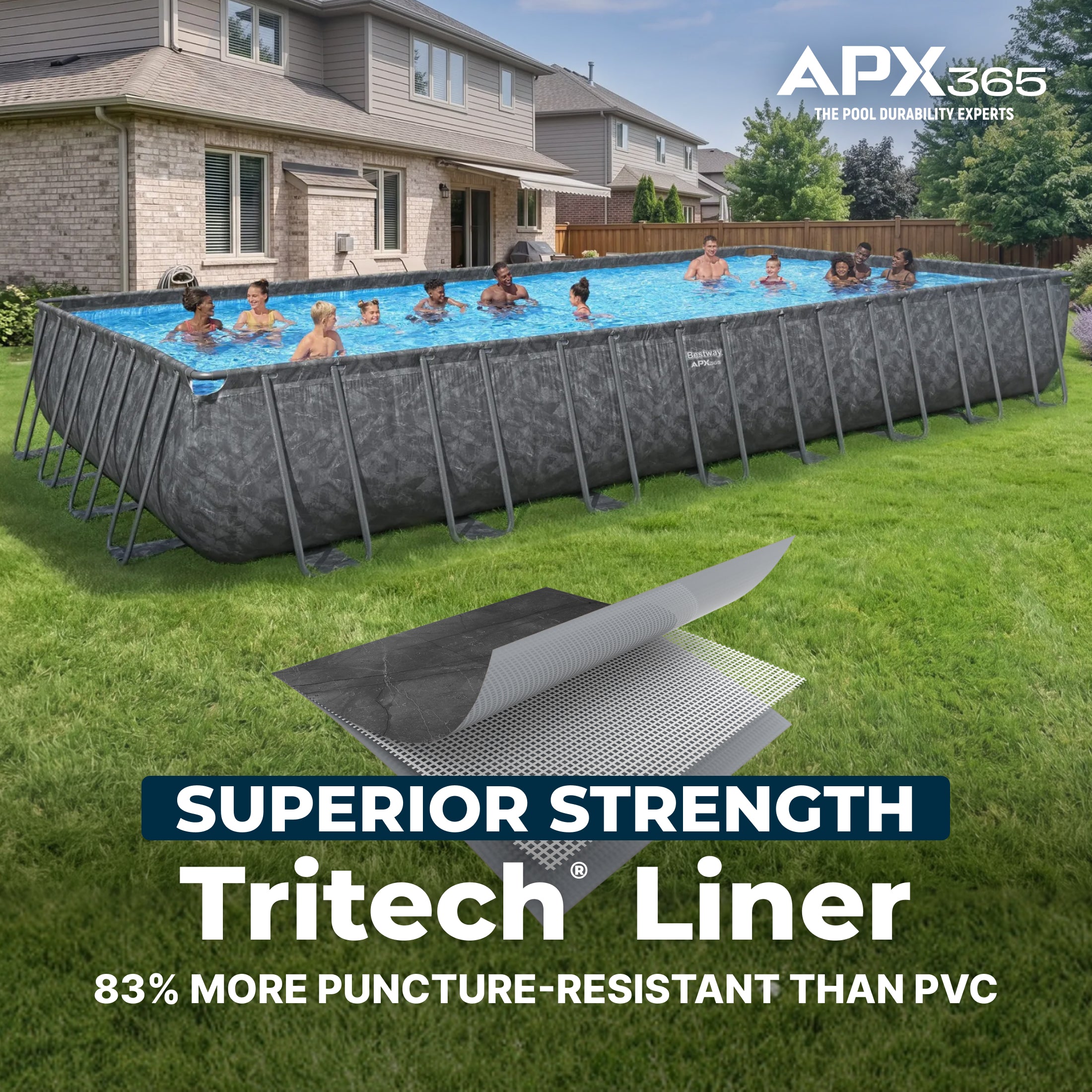 Bestway APX 365 31'4" x 16' x 52" Rectangle Above Ground Pool Set