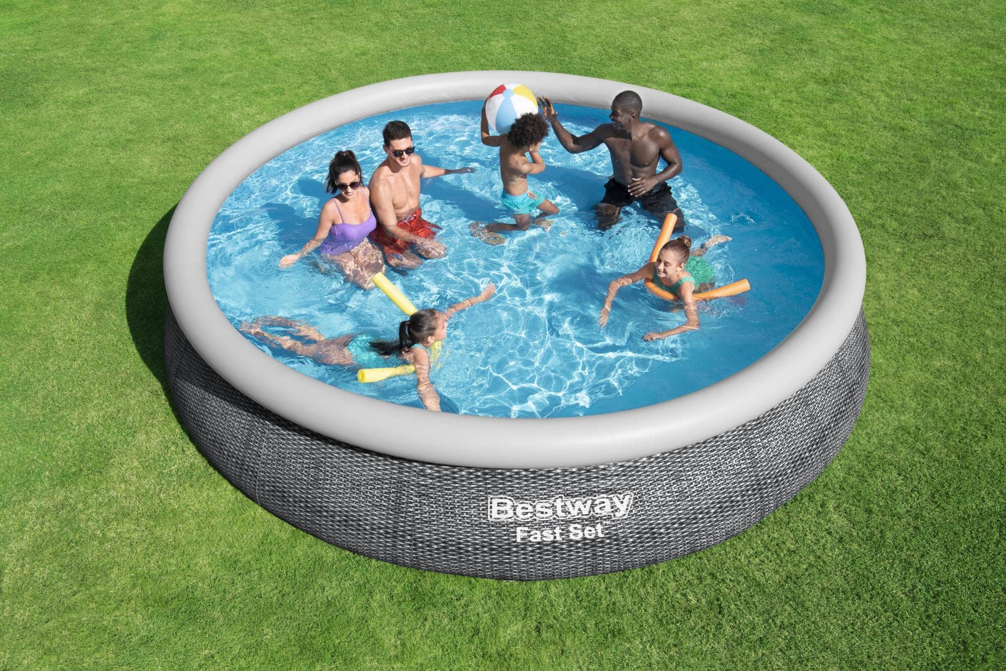 プール Bestway Fast Set 12' x 30 Inflatable Top Ring Pool Above
